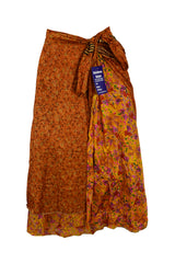 Tea Calf Length Sari Silk Wrap Skirt 48"