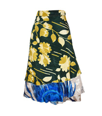 Knee Length Sari Silk Wrap Skirt 72"
