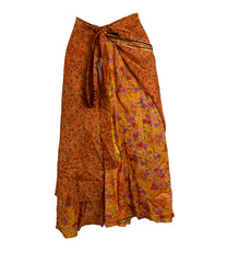 Tea Calf Length Sari Silk Wrap Skirt 46"