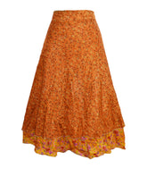 Tea Calf Length Sari Silk Wrap Skirt 46"