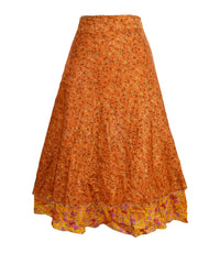 Tea Calf Length Sari Silk Wrap Skirt 46"