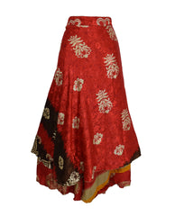 Long Sari Silk Wrap Skirt M 48"