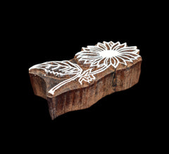 Indian Wood Printing Block - Flower Dandelion (8cm)