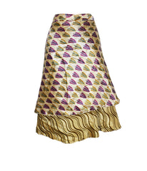 Tea Calf Length Sari Silk Wrap Skirt 70"