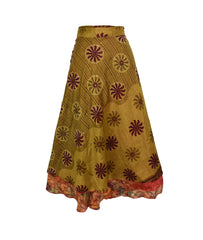 Long Sari Silk Wrap Skirt M 48"