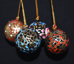 Set of 4 Small Fair Trade Hand-Painted Christmas Baubles