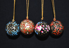 Set of 4 Small Fair Trade Hand-Painted Christmas Baubles