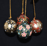 Set of 4 Small Fair Trade Hand-Painted Christmas Baubles