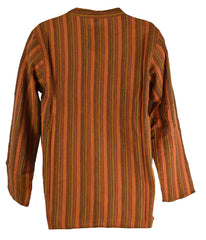 Striped Cotton Collarless Shirt