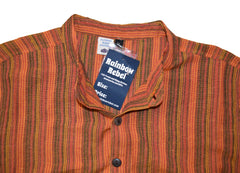 Striped Cotton Collarless Shirt