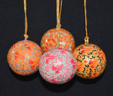 Set of 4 Small Fair Trade Hand-Painted Christmas Baubles
