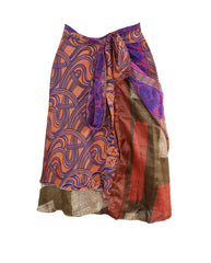 Knee Length Sari Silk Wrap Skirt 58"