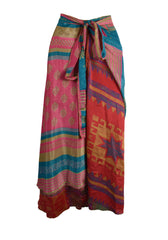 Sari Silk Wrap Skirt S 44"