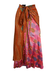 Sari Silk Wrap Skirt S 44"