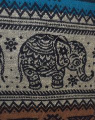 Elephant Pattern Acrylic Fleece Poncho