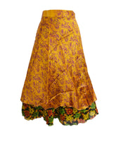 Tea Calf Length Sari Silk Wrap Skirt 48"