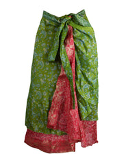 Tea Calf Length Sari Silk Wrap Skirt 56"