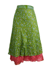 Tea Calf Length Sari Silk Wrap Skirt 56"