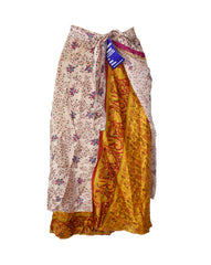 Tea Calf Length Sari Silk Wrap Skirt 48"