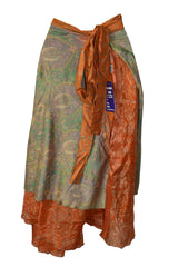 Tea Calf Length Sari Silk Wrap Skirt 60"