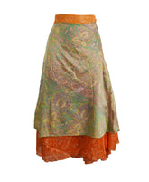 Tea Calf Length Sari Silk Wrap Skirt 60"
