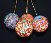 Set of 4 Large Fair Trade Hand-Painted Christmas Baubles