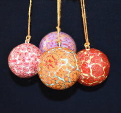 Set of 4 Small Fair Trade Hand-Painted Christmas Baubles