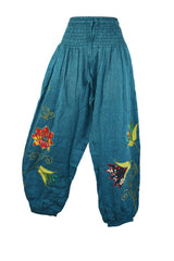 Hippy Butterfly & Flower Pattern Cotton Trousers