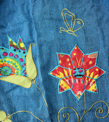 Hippy Butterfly & Flower Pattern Cotton Trousers