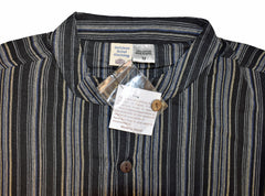 Striped Cotton Collarless Shirt