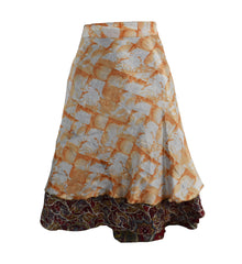 Knee Length Sari Silk Wrap Skirt 60"