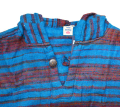 Striped Pattern Acrylic Fleece Hoody