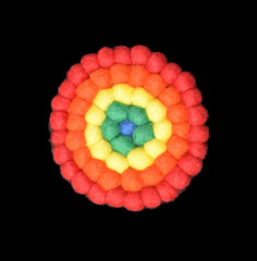 Rainbow Felt Ball Coaster Mat 10cm