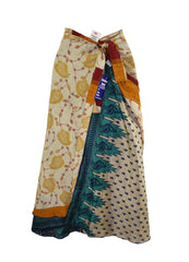 Sari Silk Wrap Skirt M 48"