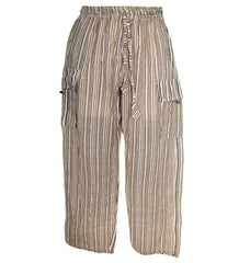 Classic Striped Cotton Cargo Trousers