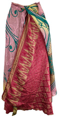 Sari Silk Wrap Skirt M 48"