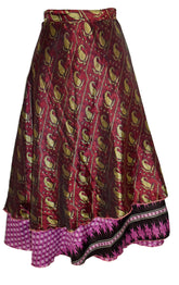 Sari Silk Wrap Skirt M 48"