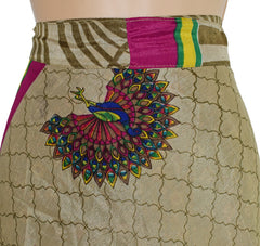 Sari Silk Wrap Skirt S 44"