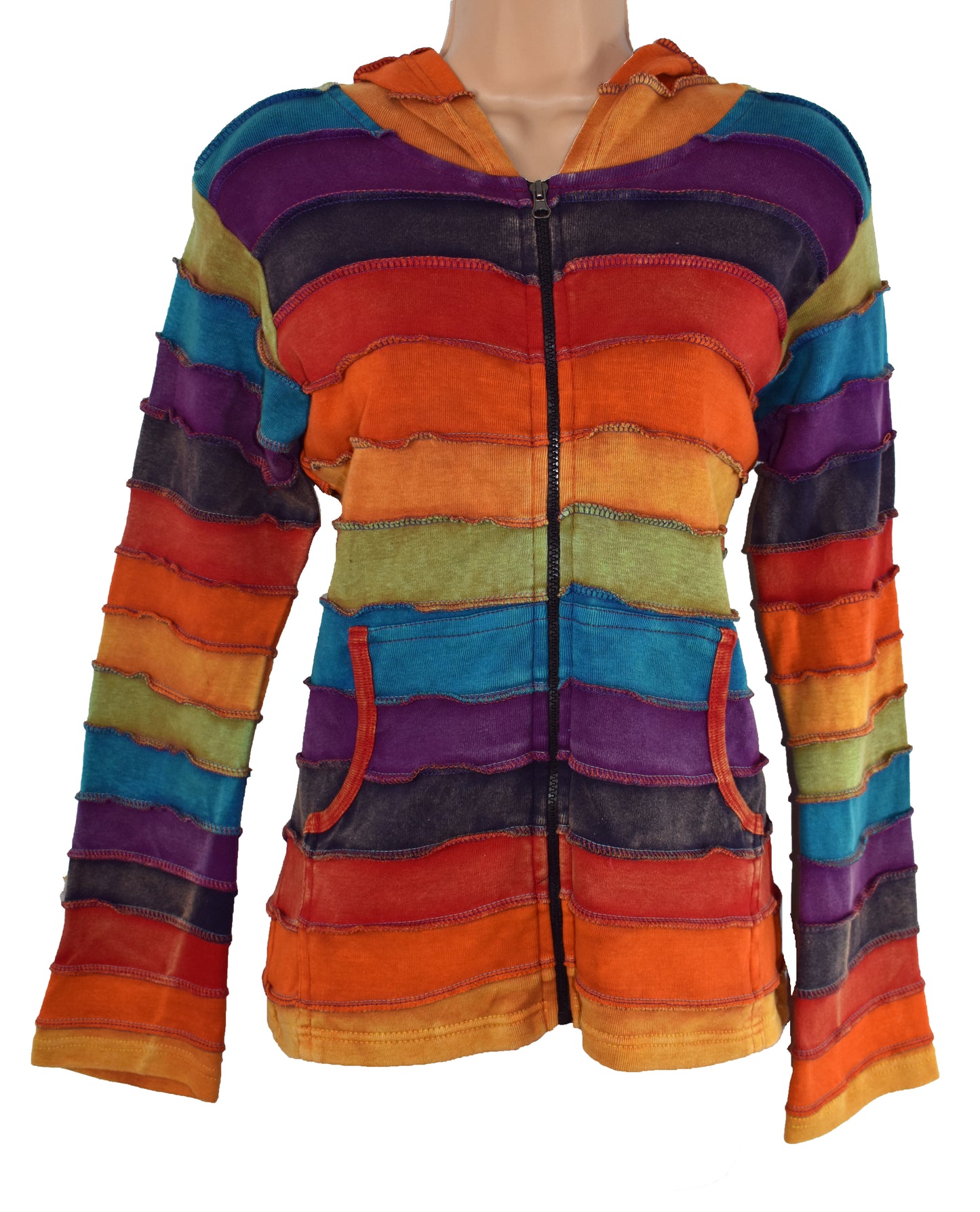Rainbow Striped Zip Hoody