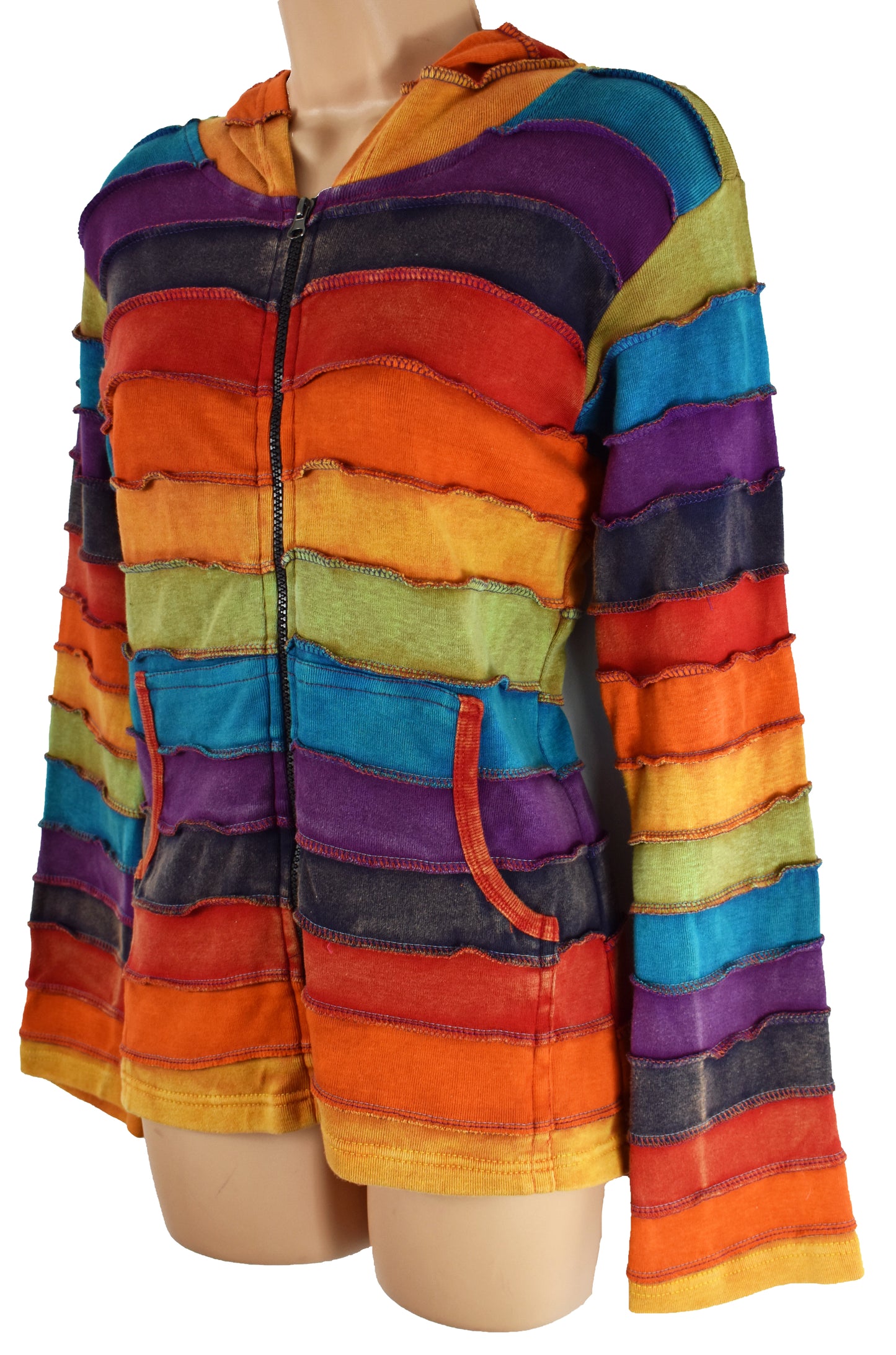 Rainbow Striped Zip Hoody