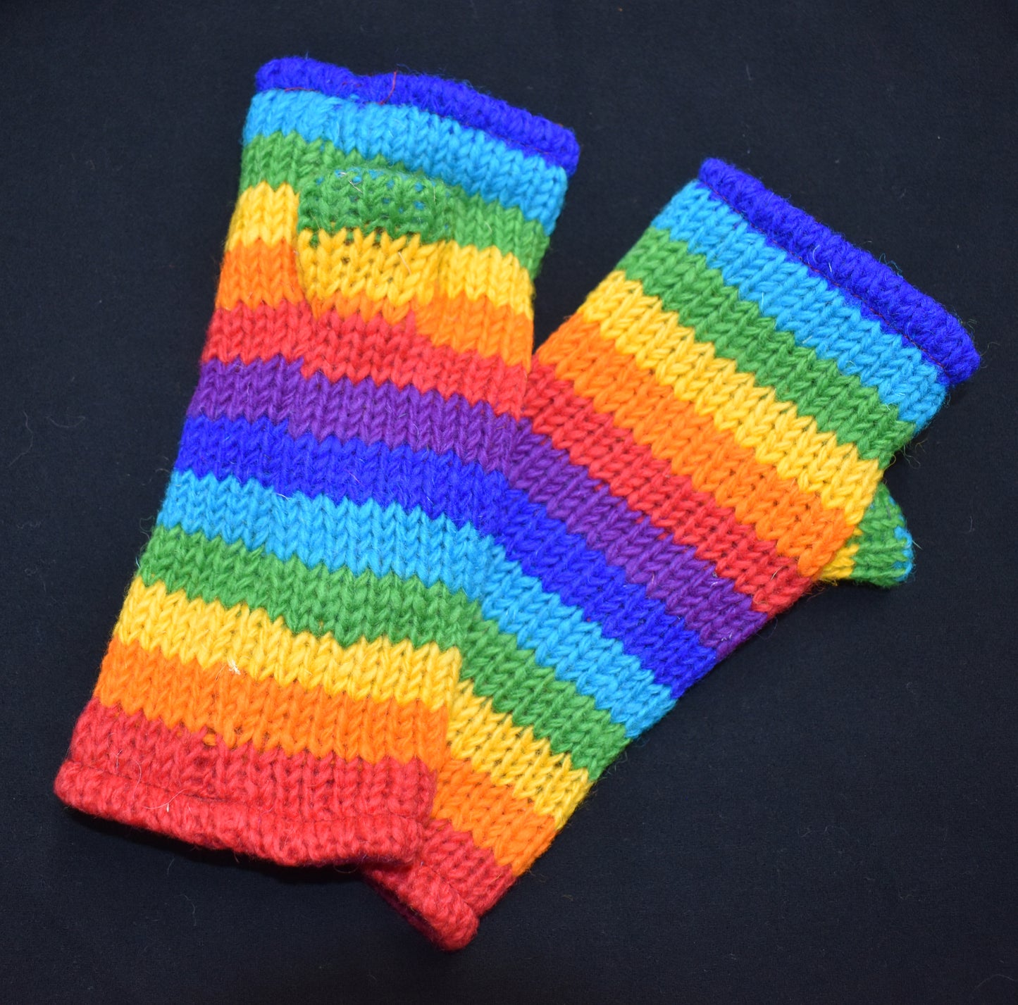 Rainbow Knitted Wool Fleece Lined Wrist Warmer