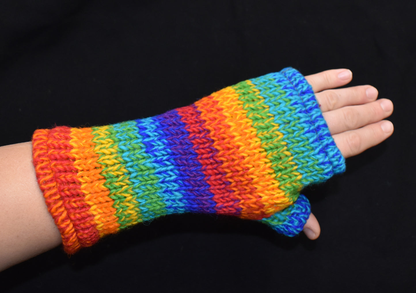 Rainbow Knitted Wool Fleece Lined Wrist Warmer