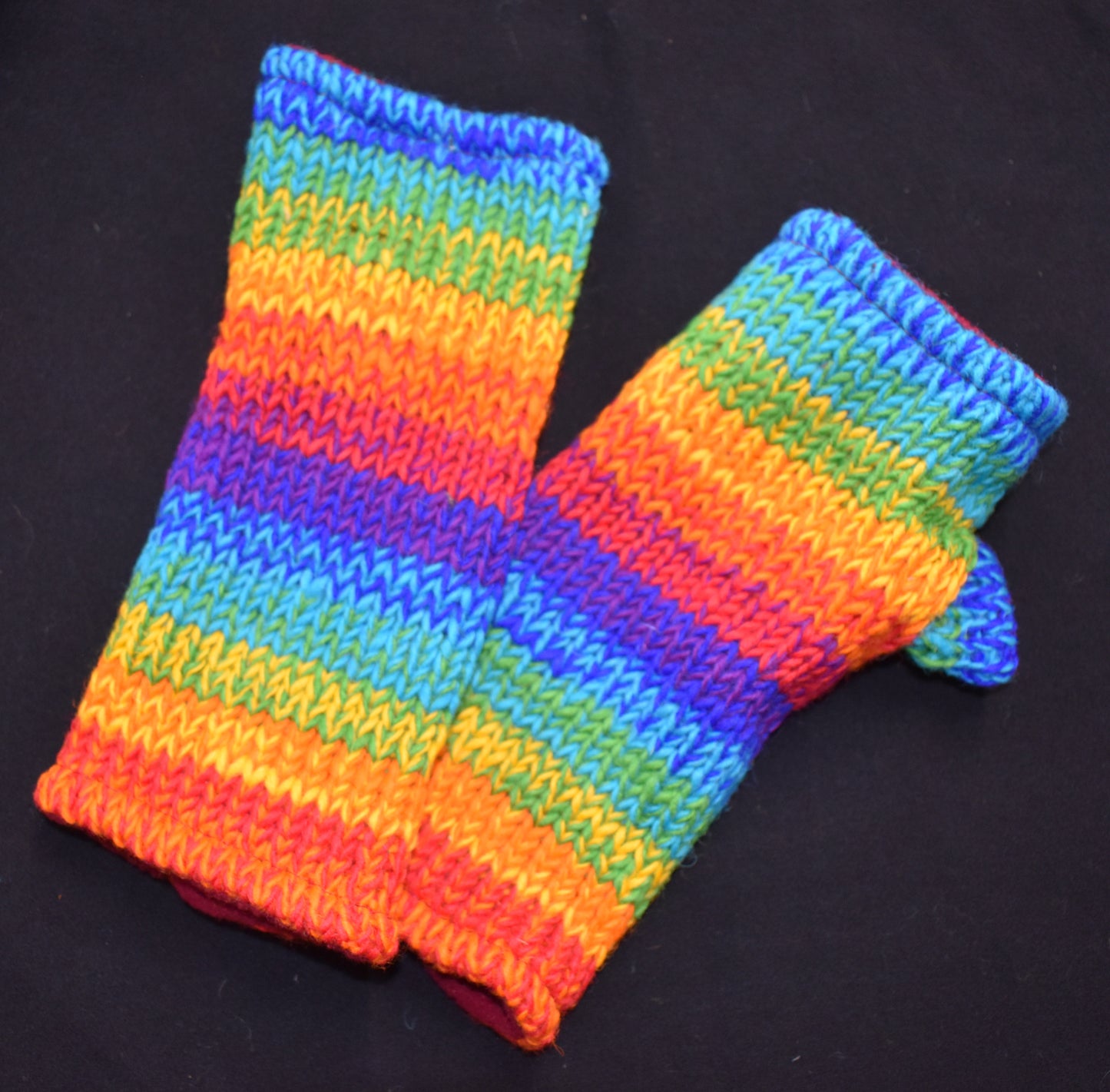 Rainbow Knitted Wool Fleece Lined Wrist Warmer