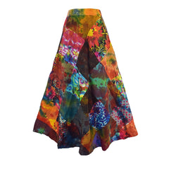 Tie Dye Patchwork Wrap Skirt
