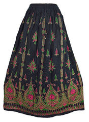 Gold Printed Rayon Indian Skirt