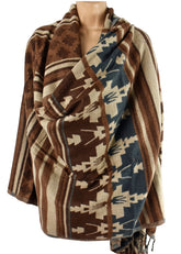 Criss Cross Pattern Fleece Blanket Shawl