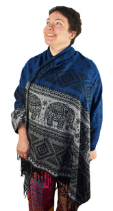 Elephant Pattern Fleece Blanket Shawl