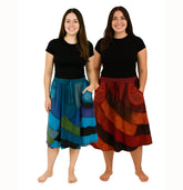 Patchwork Cotton Knee Length Skirt