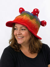 Rainbow Mushroom Felt Hat