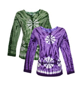 Tie Dye Cotton V Neck Top
